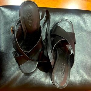 Genuine leather, ankle strap, made in Brazil, worn once, run 1/2 size smaller.